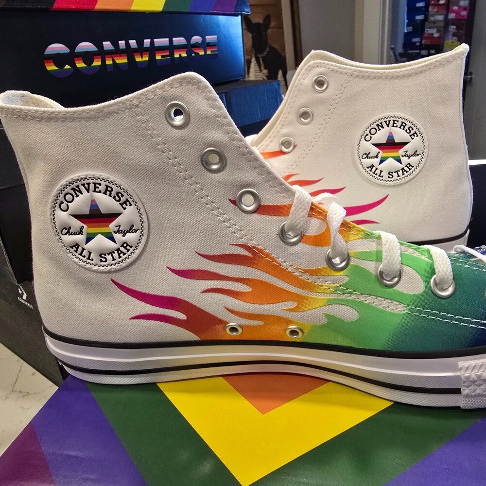 Converse Shiny Flames Canvas Proud to Be PRIDE 2025 High Top Shoes Men's Sz 10
